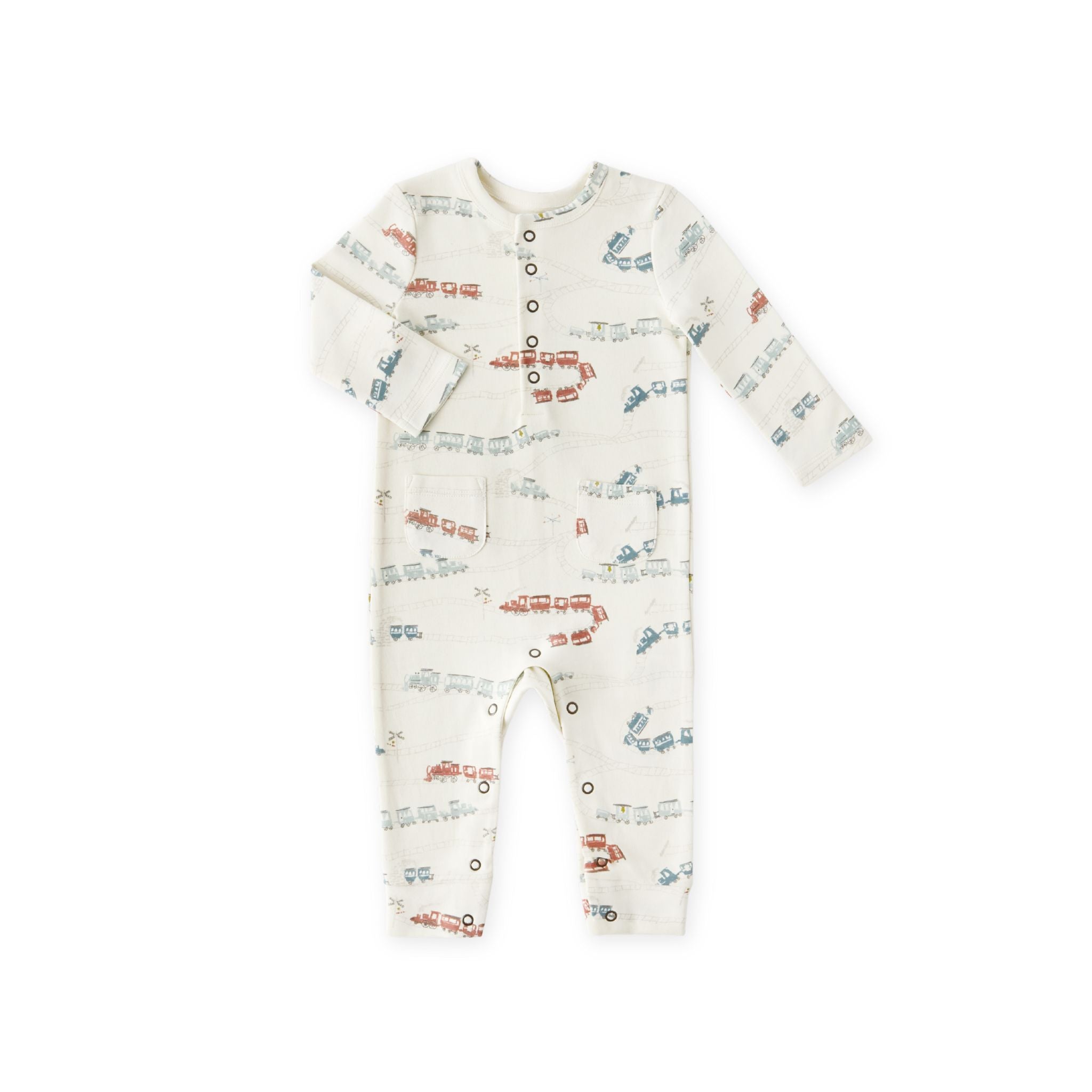 Pehr-Henley Patch Pocket Romper-Locomotive-1