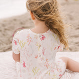 Short Sleeve Puff Romper - Sea Bloom