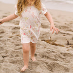 Short Sleeve Puff Romper - Sea Bloom