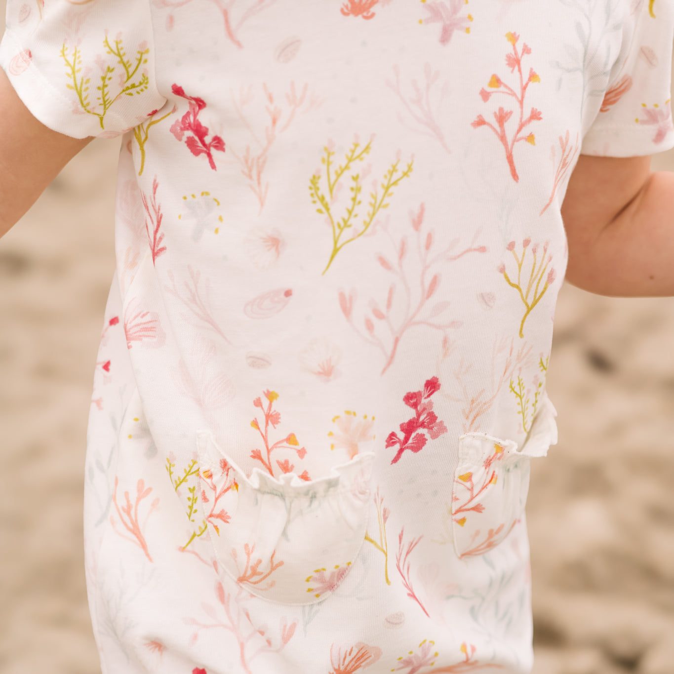Short Sleeve Puff Romper - Sea Bloom
