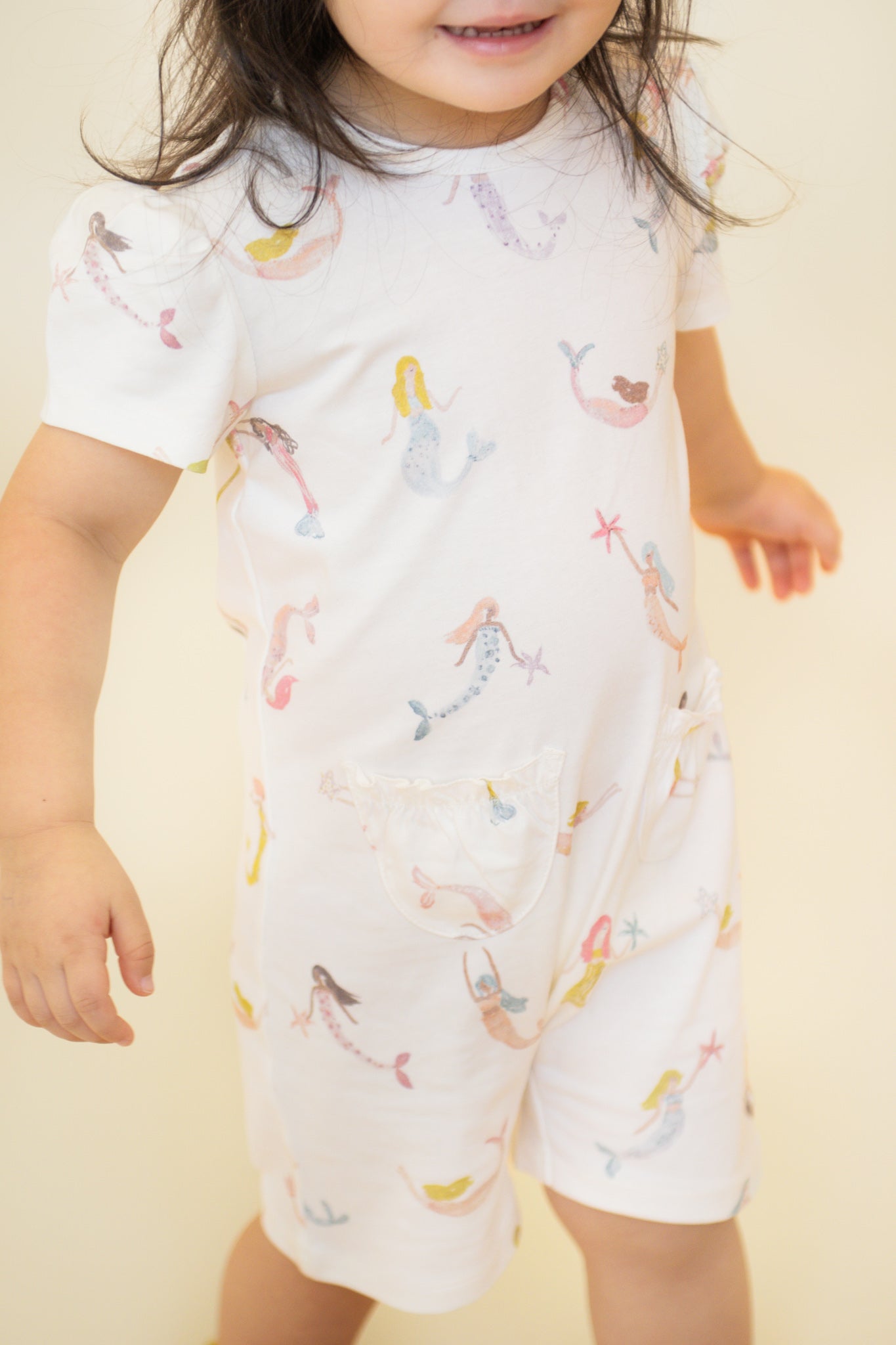 Pehr-Short Sleeve Toddler Puff Romper-Mermaid Melody-2