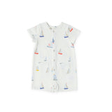 Short Sleeve Pocket Romper- Set Sail