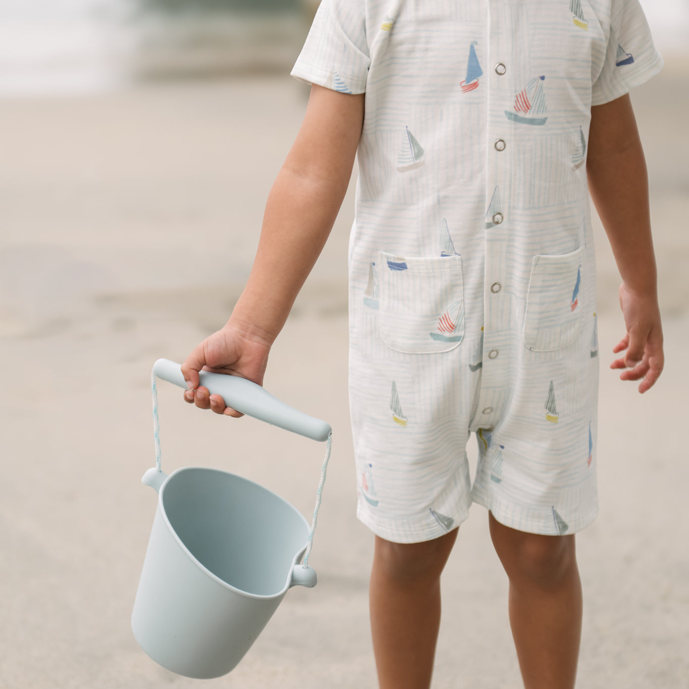 Short Sleeve Pocket Romper- Set Sail