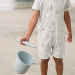 Short Sleeve Pocket Romper- Set Sail