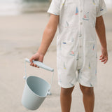 Short Sleeve Pocket Romper- Set Sail
