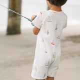 Short Sleeve Pocket Romper- Set Sail