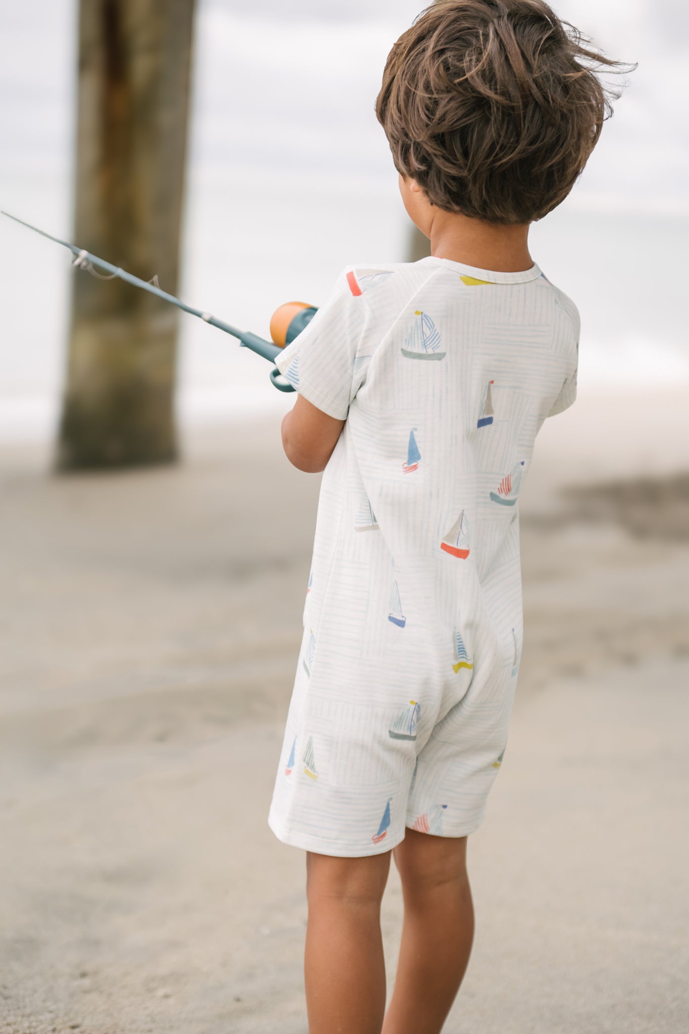 Short Sleeve Pocket Romper- Set Sail