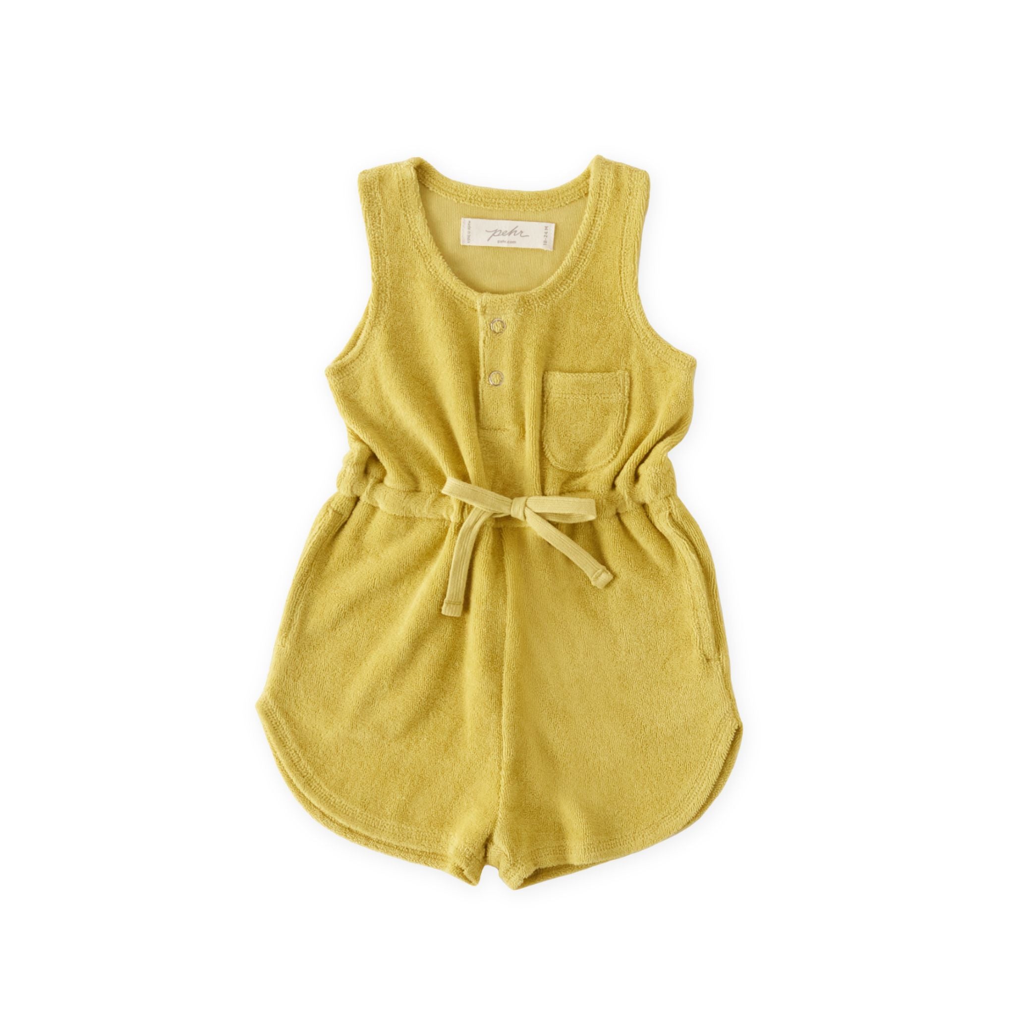 Pehr-Classic Terry Drawstring Romper-Citrus-Toddler-1