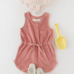 Classic Terry Drawstring Romper - Shell