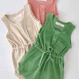 Classic Terry Drawstring Romper - Shell