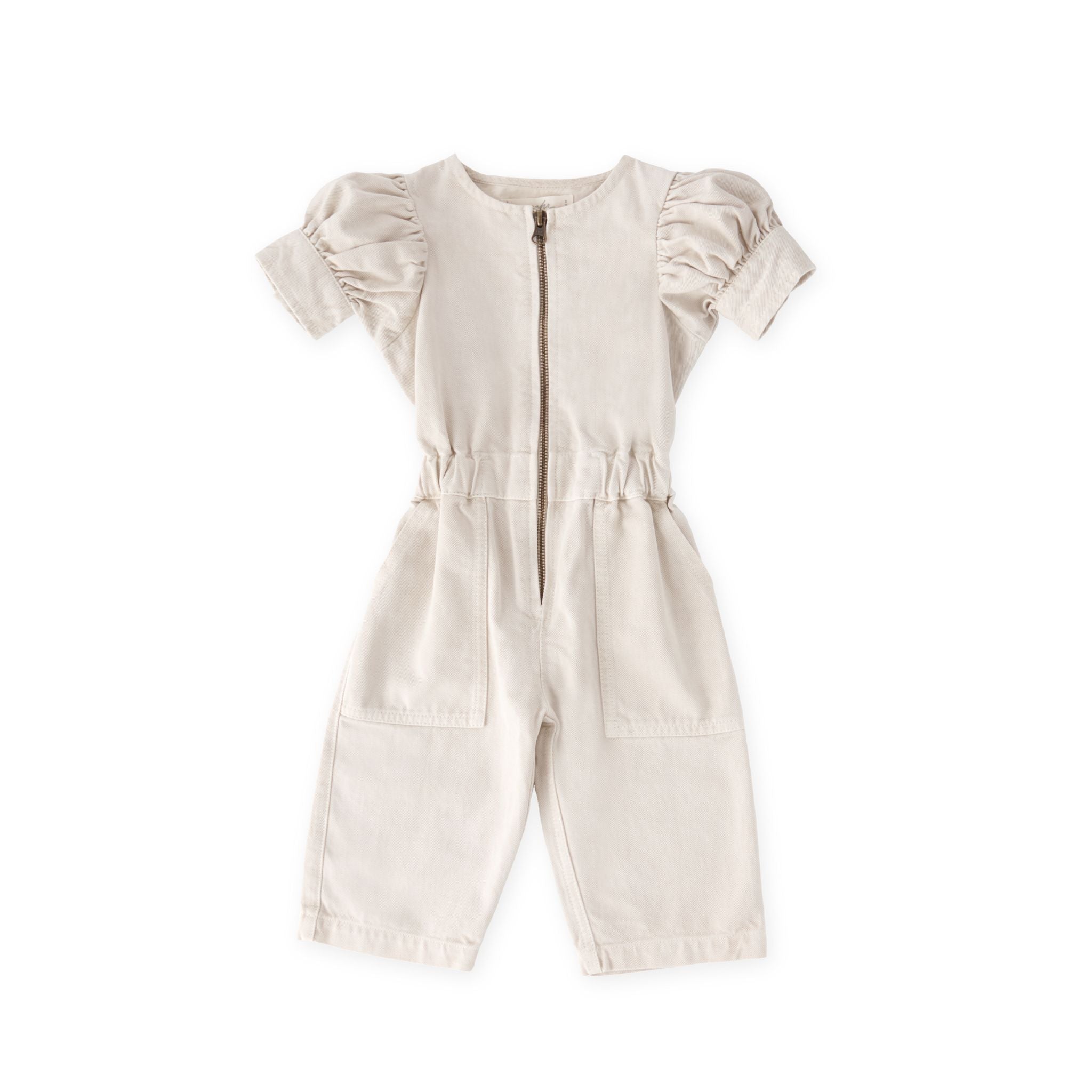 Pehr-Vintage Twill Puff Sleeve Jumpsuit-Natural-1