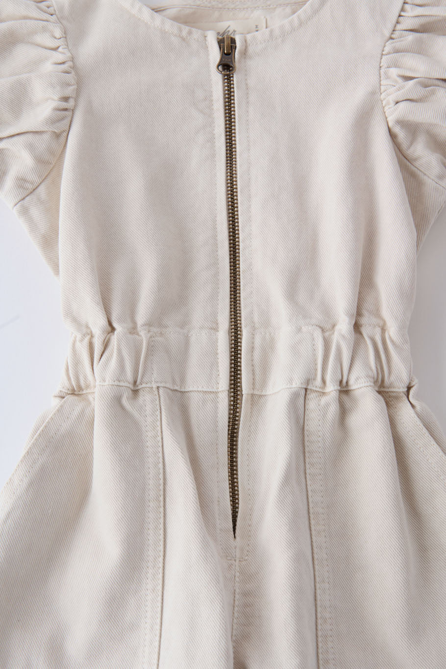Pehr-Vintage Twill Puff Sleeve Jumpsuit-Natural-2