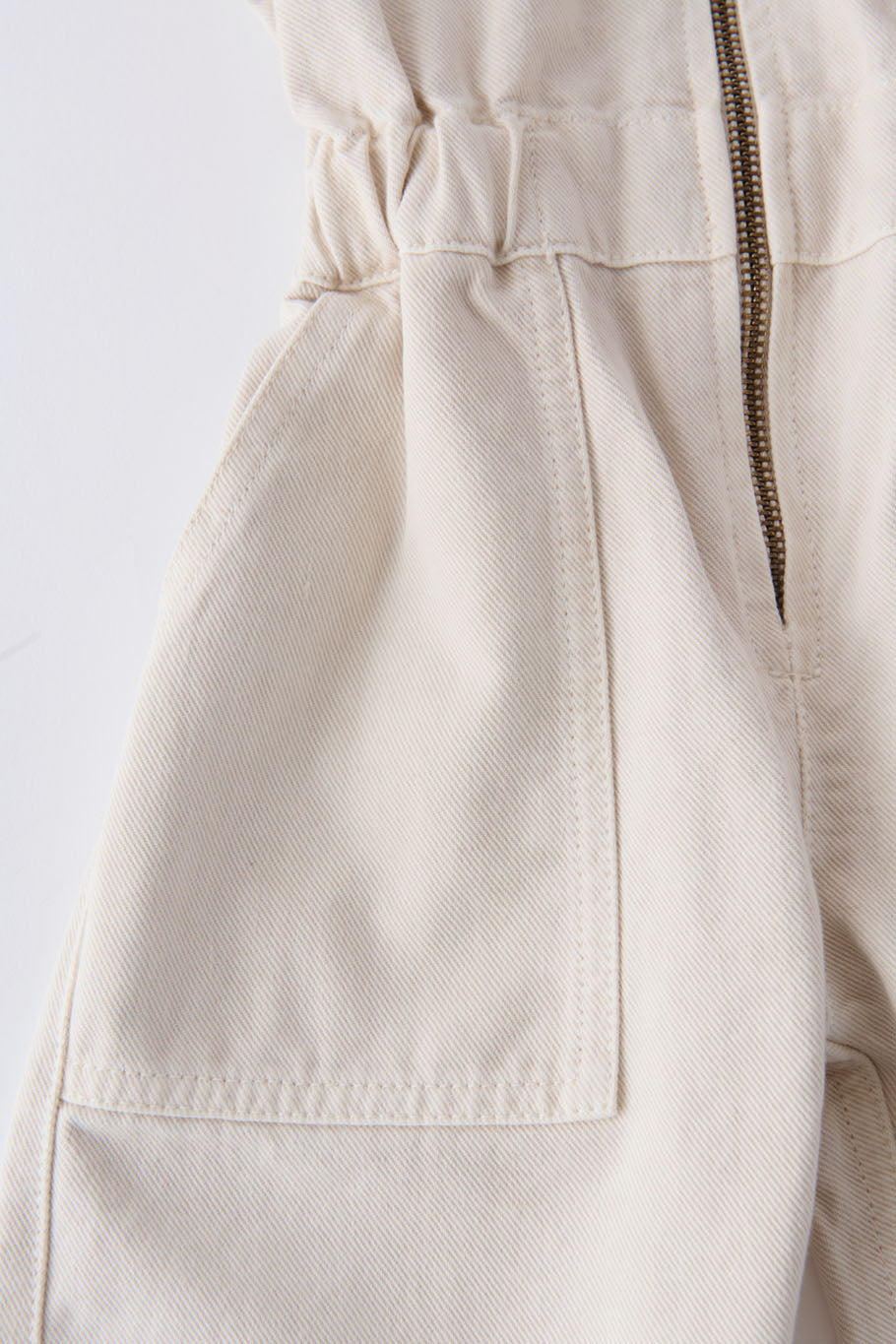 Pehr-Vintage Twill Puff Sleeve Jumpsuit-Natural-6