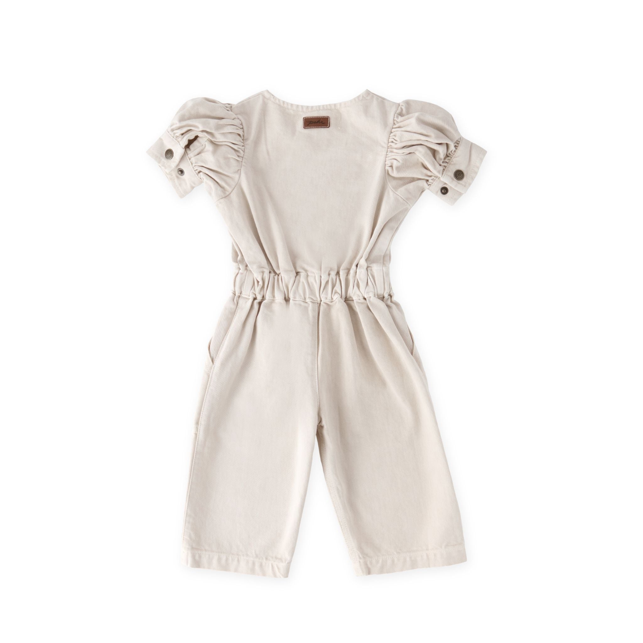 Pehr-Vintage Twill Puff Sleeve Jumpsuit-Natural-8