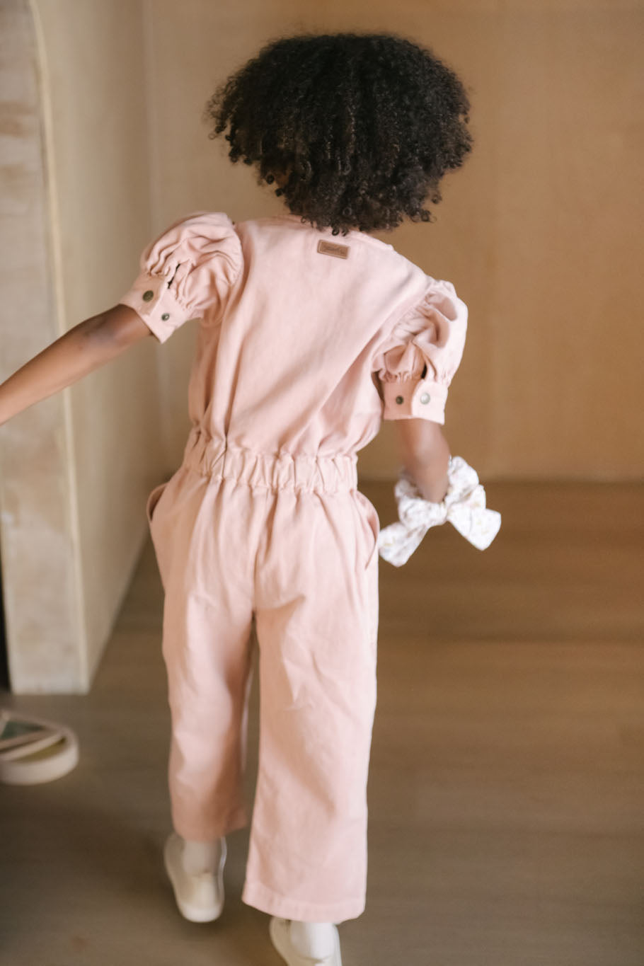 Pehr-Vintage Twill Puff Sleeve Jumpsuit-Peony-4