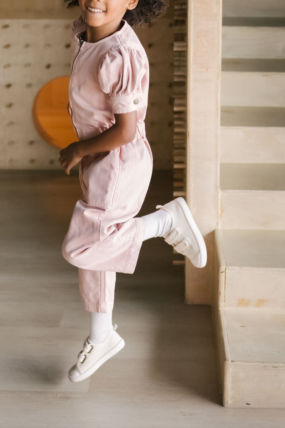 Pehr-Vintage Twill Puff Sleeve Jumpsuit-Peony-5