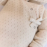 Pointelle Knit Kimono Romper - Natural