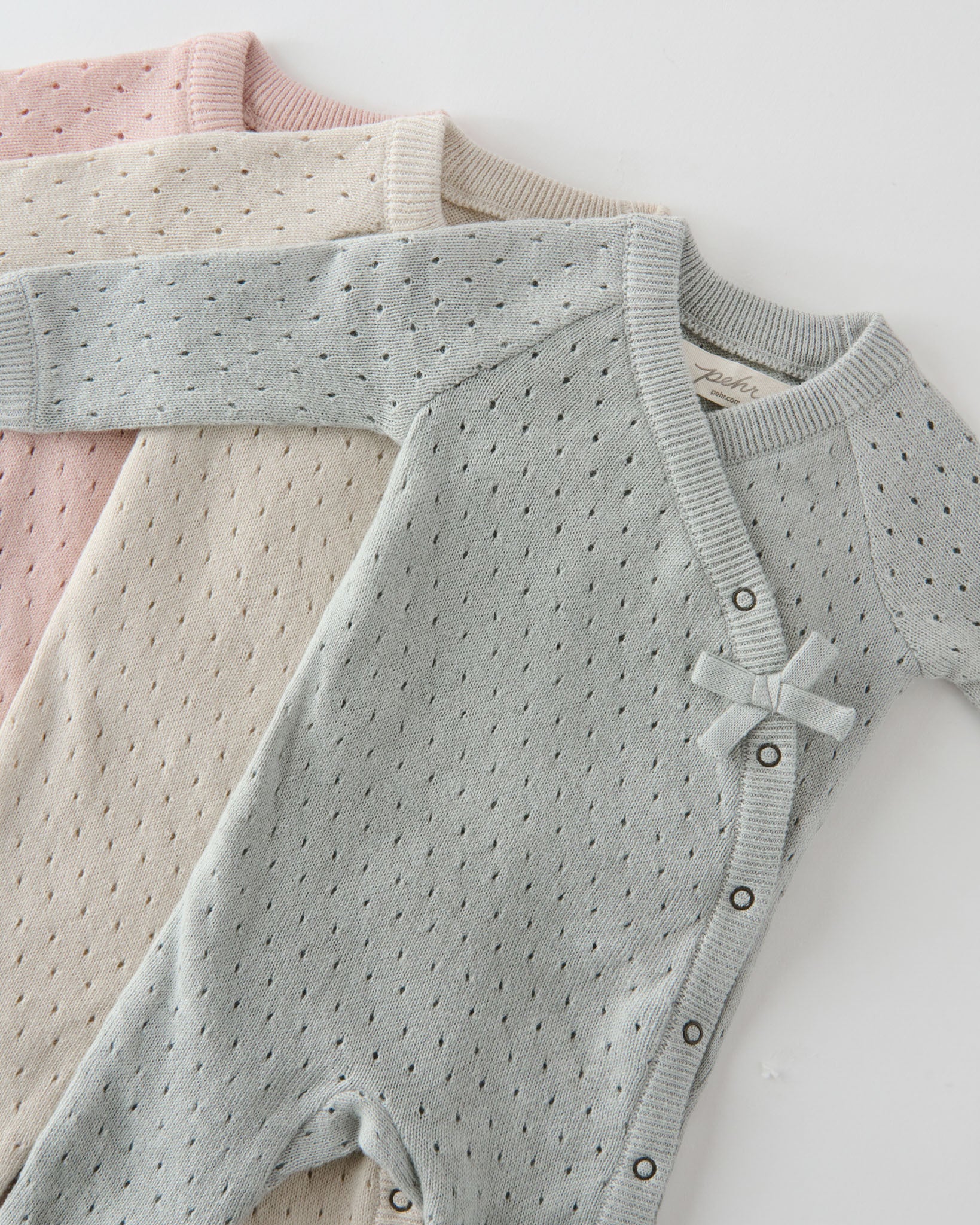 Pointelle Knit Kimono Romper - Natural