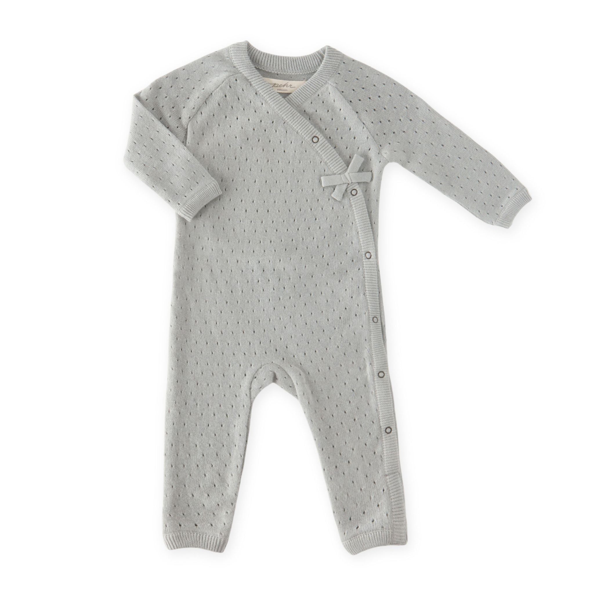 Pointelle Knit Kimono Romper - Soft Sea