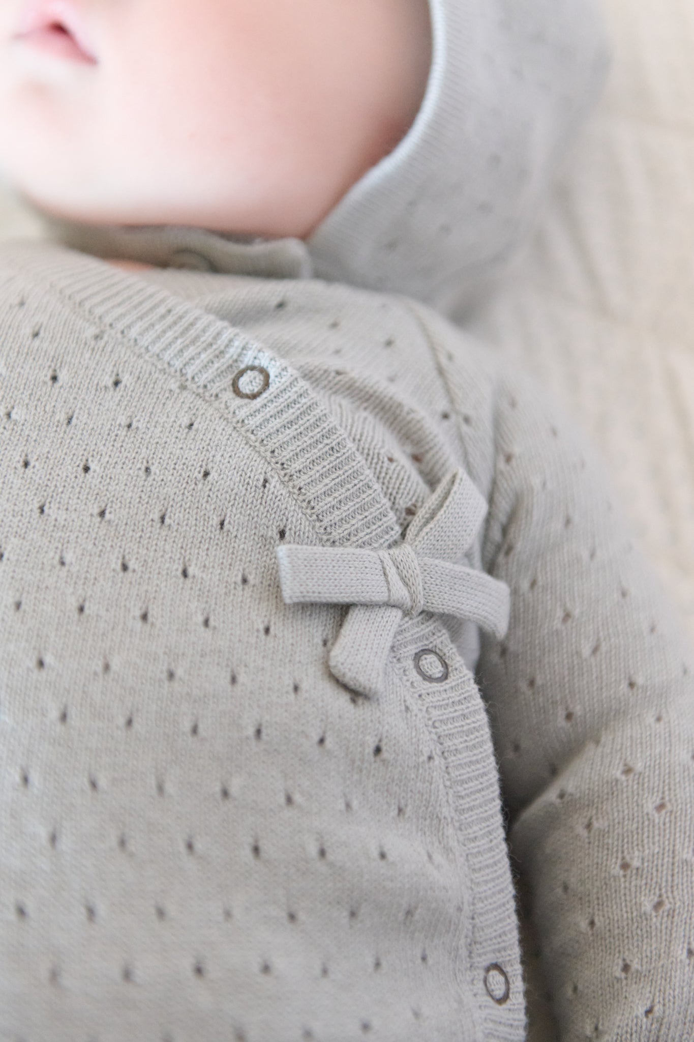 Pointelle Knit Kimono Romper - Soft Sea