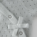 Pointelle Knit Kimono Romper - Soft Sea