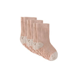 Pehr-Crew Socks with Grips 3 - Pack-Blush Set-1