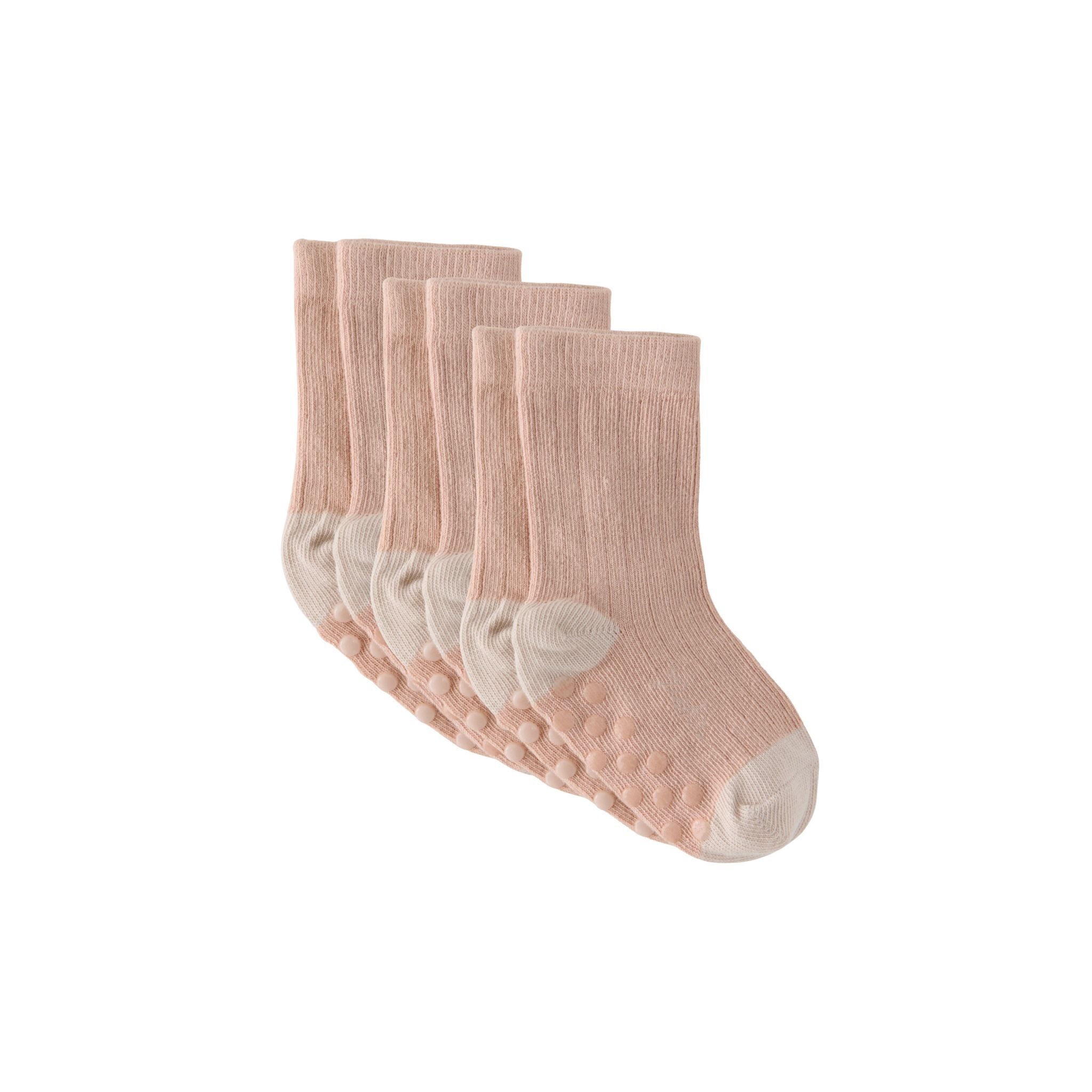 Pehr-Crew Socks with Grips 3 - Pack-Blush Set-1