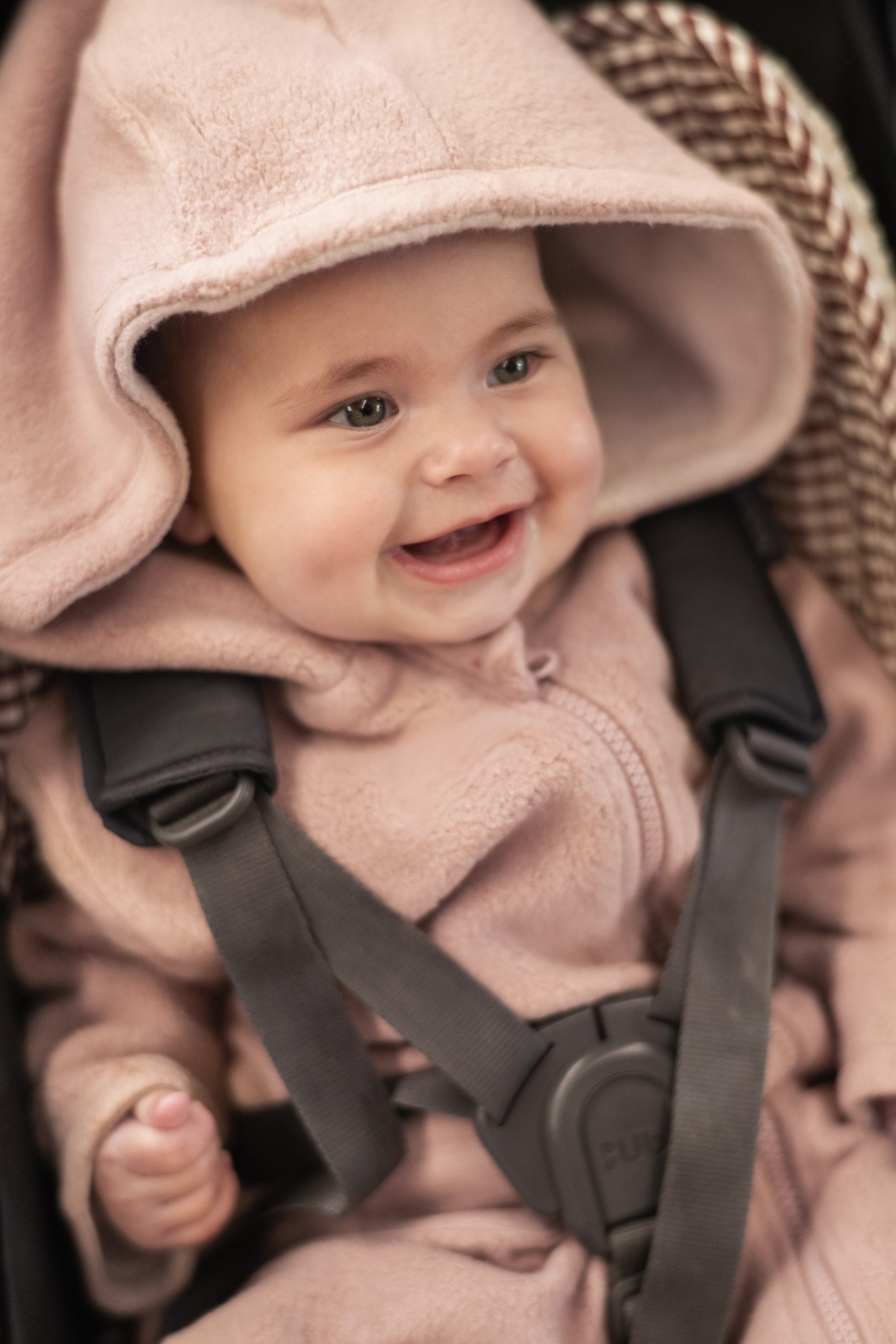 Pehr-Teddy Fleece Baby Suit-Rose Pink-2