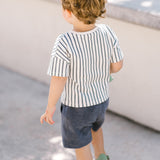 Pehr-Dropped Shoulder Short Sleeve T-Shirt-Stripes Away Ink Blue-2