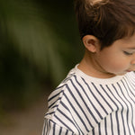 Pehr-Dropped Shoulder Short Sleeve T-Shirt-Stripes Away Ink Blue-4