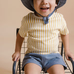 Pehr-Dropped Shoulder Short Sleeve T-Shirt-Stripes Away Marigold-3
