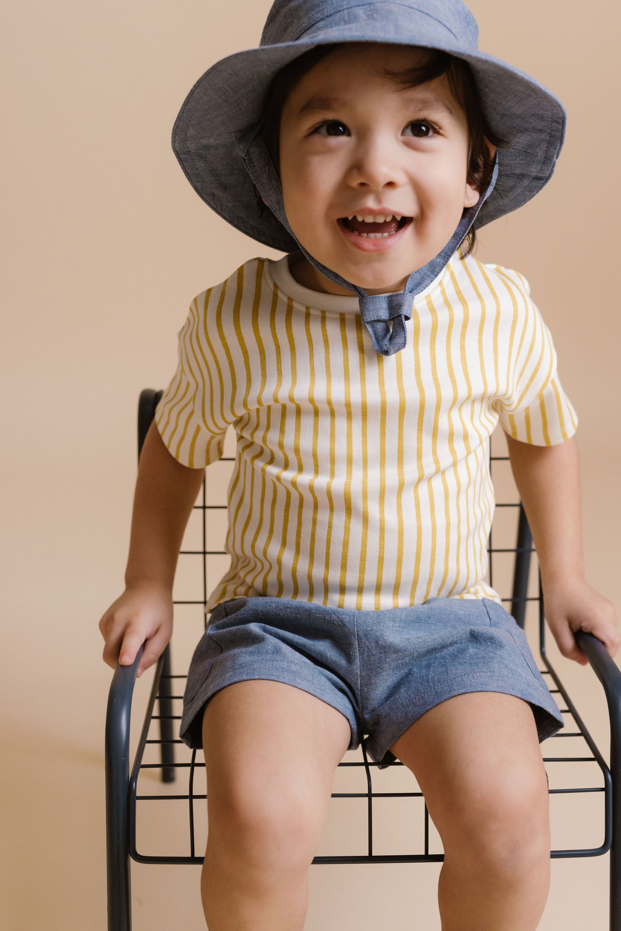 Pehr-Dropped Shoulder Short Sleeve T-Shirt-Stripes Away Marigold-3