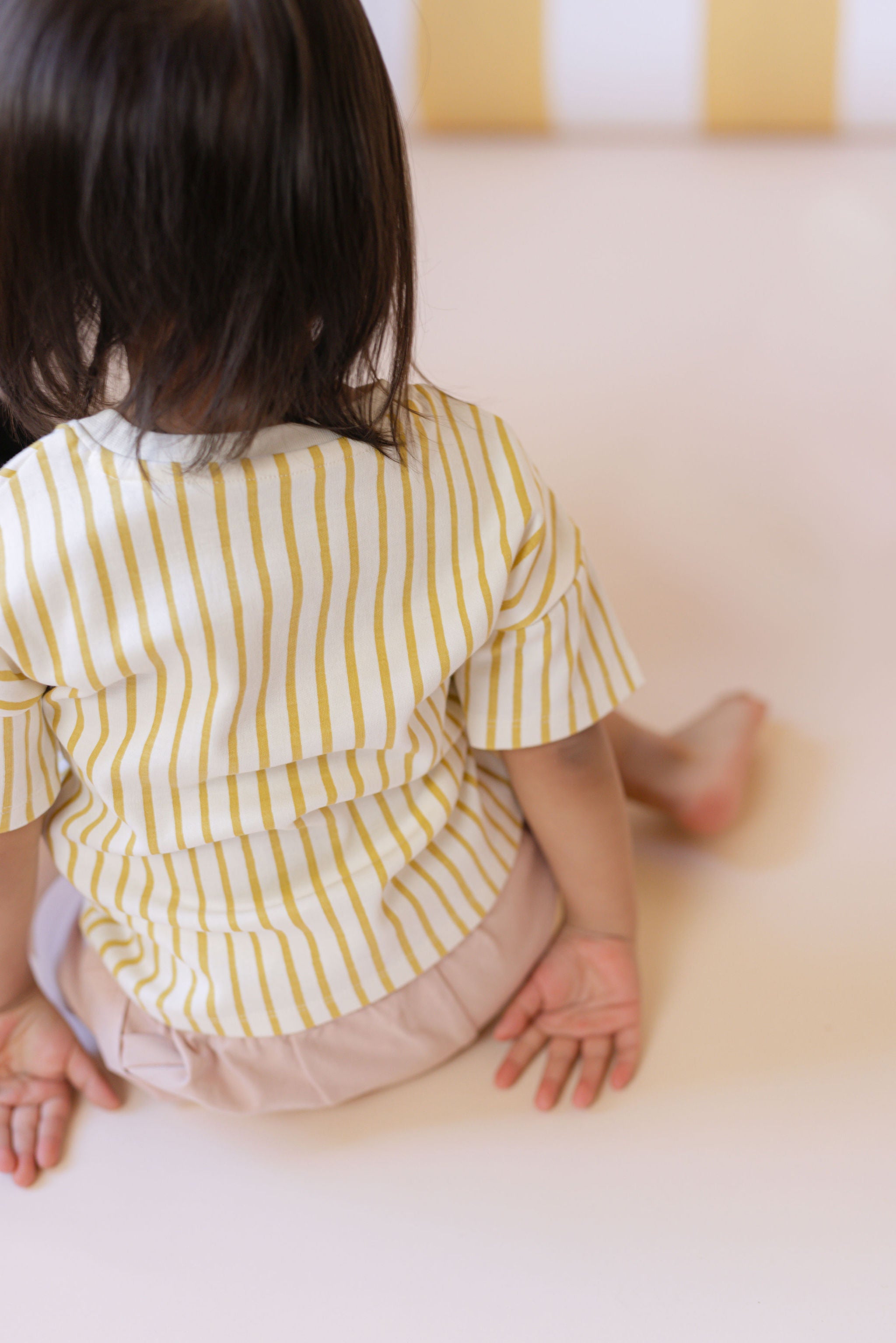 Pehr-Dropped Shoulder Short Sleeve T-Shirt-Stripes Away Marigold-5
