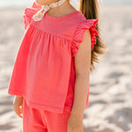 Pehr-Garment Dye Ruffle T-Shirt-Raspberry-2