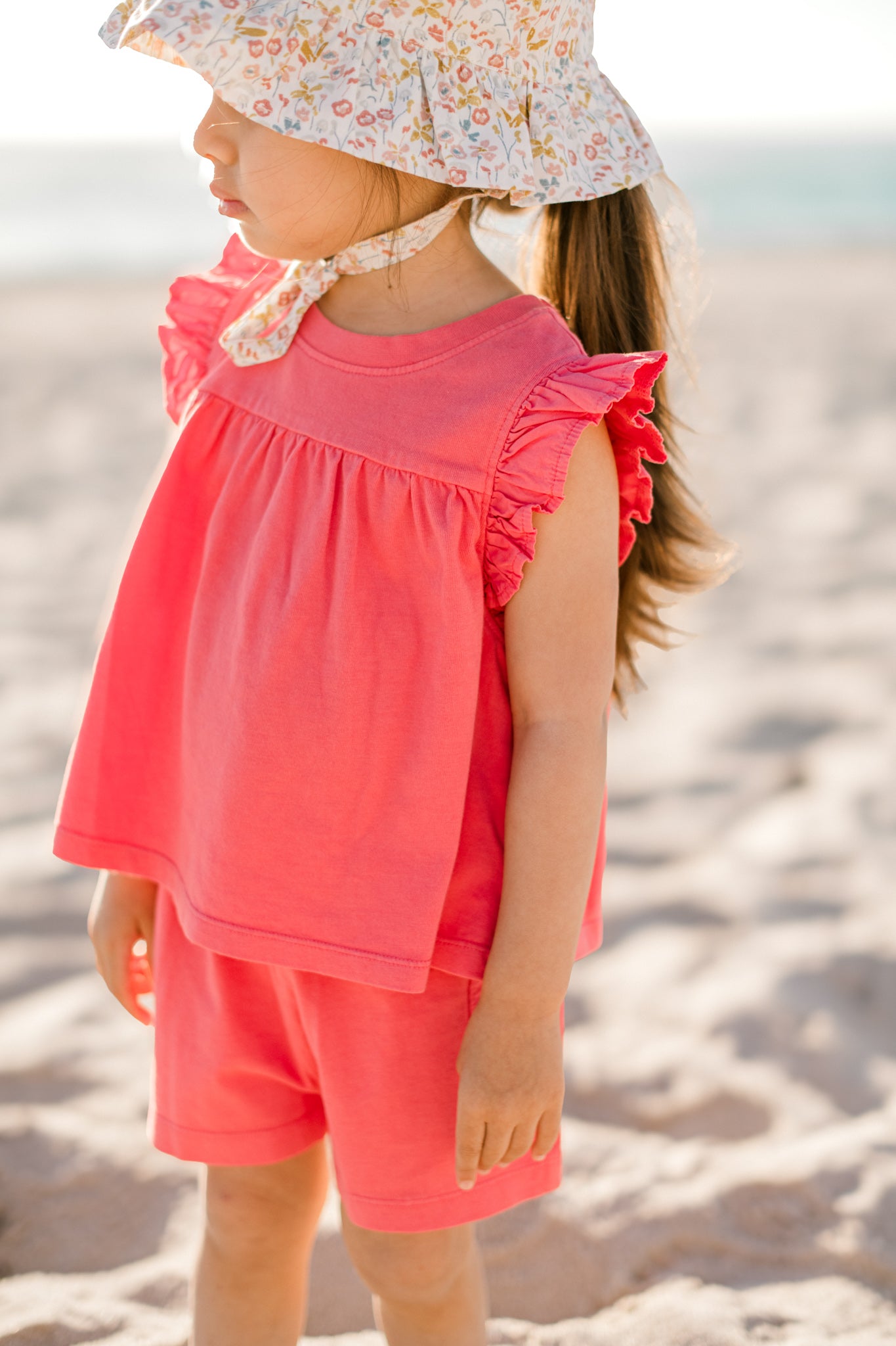 Pehr-Garment Dye Ruffle T-Shirt-Raspberry-2