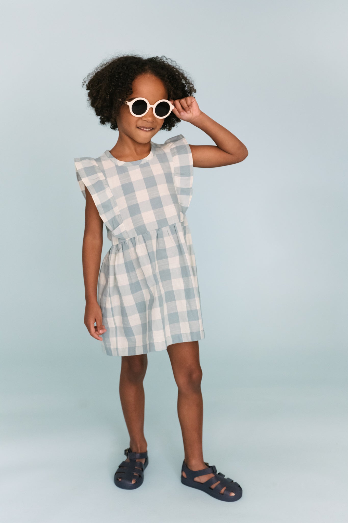 Checkmate Flutter Dress-Pond