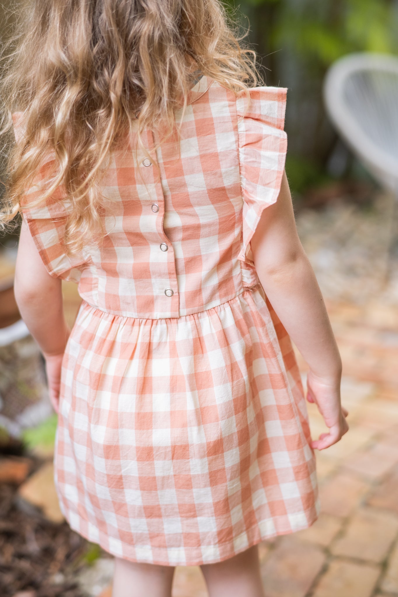 Checkmate Flutter Dress-Melon