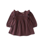 Pehr-Flannel Smocked Dress-Mulberry/Ink-1