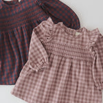 Pehr-Flannel Smocked Dress-Thistle/Light Thistle-7