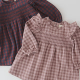 Pehr-Flannel Smocked Dress-Thistle/Light Thistle-7