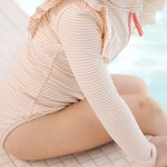 Swim Long Sleeve Ruffle One-Piece - Seersucker Peony