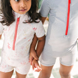 Swim Short Sleeve One-Piece - Sea Bloom