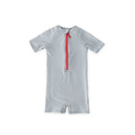 Swim Short Sleeve One-Piece - Seersucker Ink