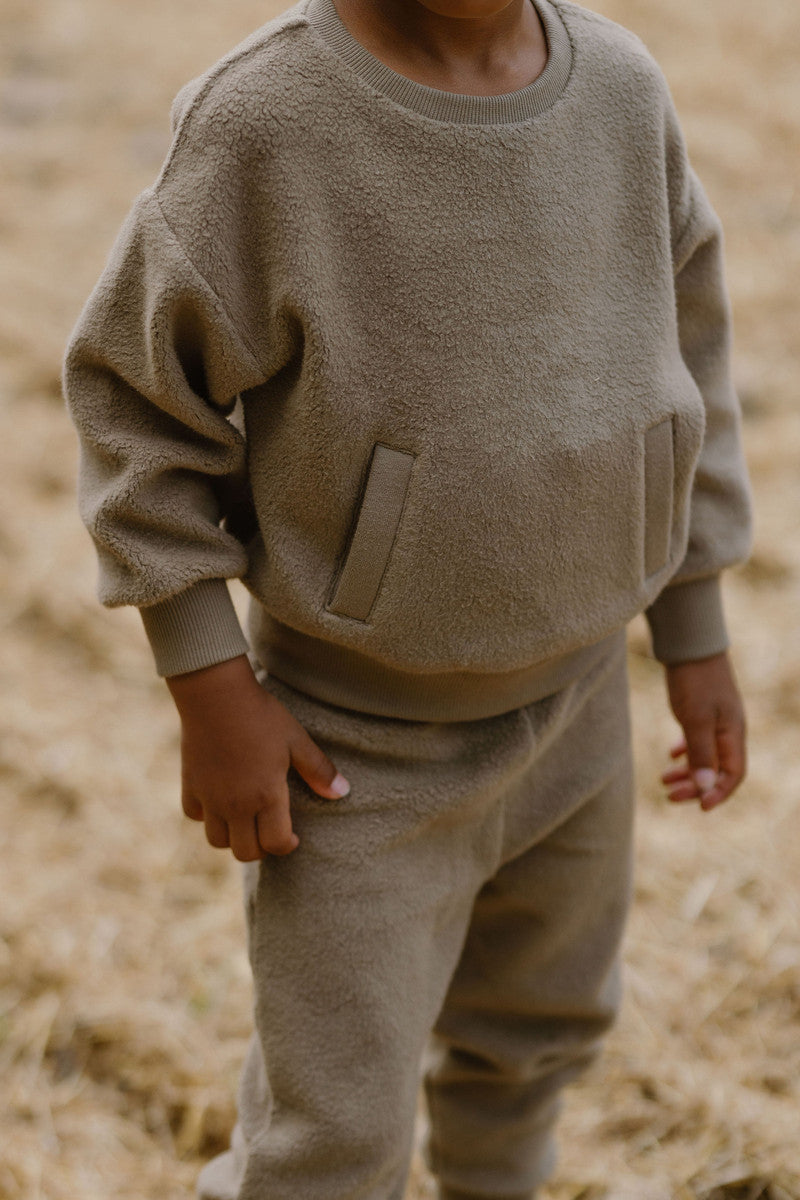 Teddy Fleece Kids Dropped Shoulder Sweatshirt Top Pehr Canada   