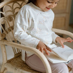 Pehr-Dropped Shoulder Long Sleeve Toddler Top-Flower Patch-3
