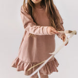 Pehr-French Terry Ruffle Hem Dress-Soft Peony-2