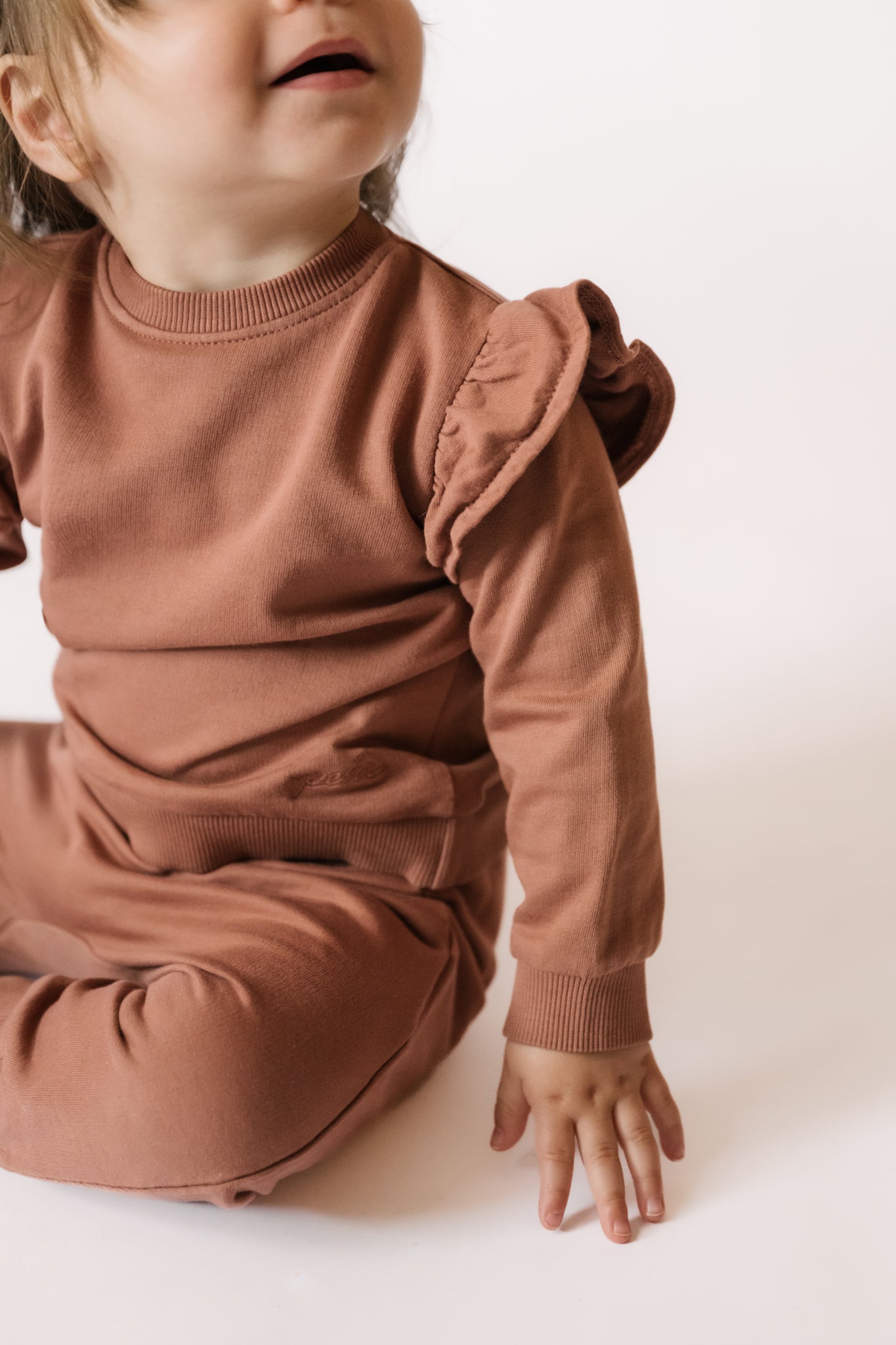 Pehr-French Terry Ruffle Sweatshirt-Clay-2