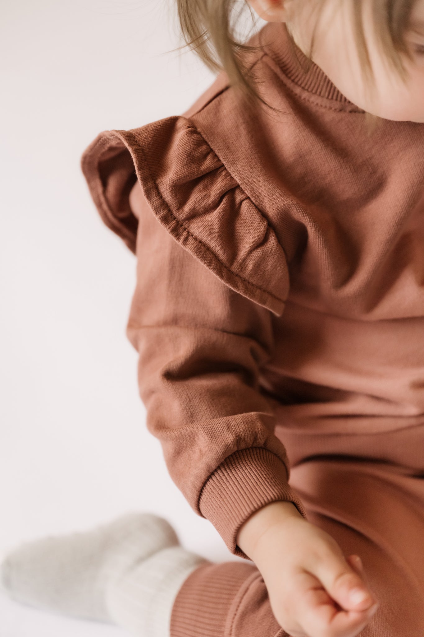 Pehr-French Terry Ruffle Sweatshirt-Clay-4