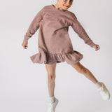Pehr-Kids French Terry Ruffle Hem Dress-Plum-3
