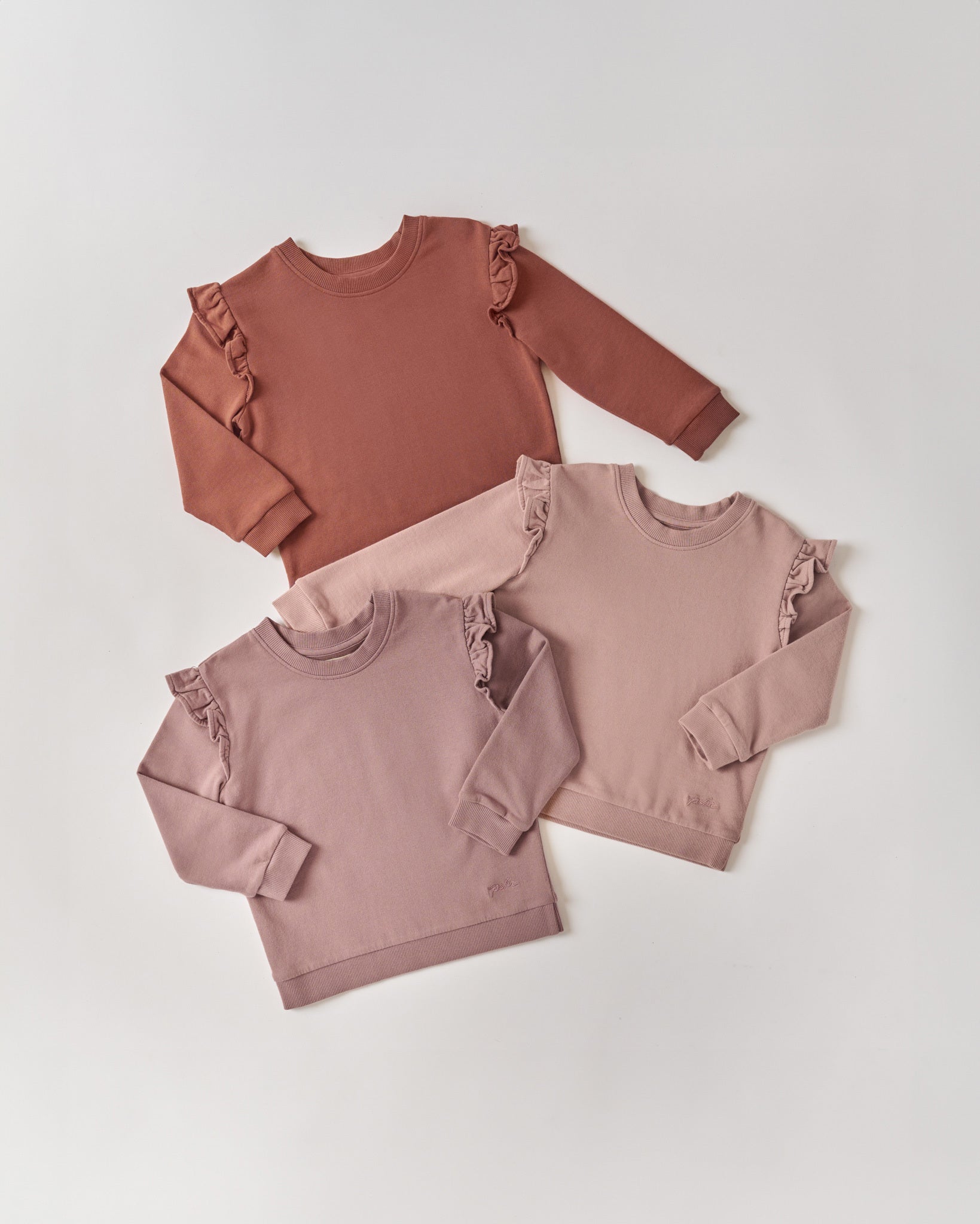 Pehr-Kids French Terry Ruffle Sweatshirt-Soft Peony-4